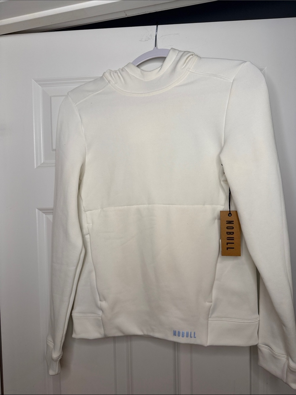 NOBULL Women's Cream Mock-Neck Pullover Hoodie